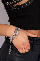 STAY AWAY RHINESTONE BARB WIRE BRACELET