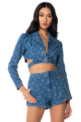 STELLA RHINESTONE DENIM SHORTS