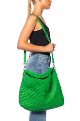 SUTEX WOVEN OVERSIZED TOTE IN GREEN