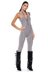 TATIANA ZIP FRONT FITTED JUMPSUIT