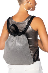TENTON EMBELLISHED BAGPACK IN SILVER