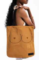 THE BROWN BOOB BAG CANVAS TOTE