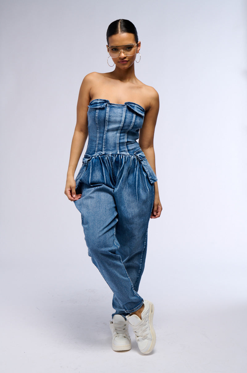 TILL WE MEET AGAIN DENIM JUMPSUIT