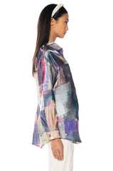 UNDER THE LIGHTS SATIN BUTTON DOWN